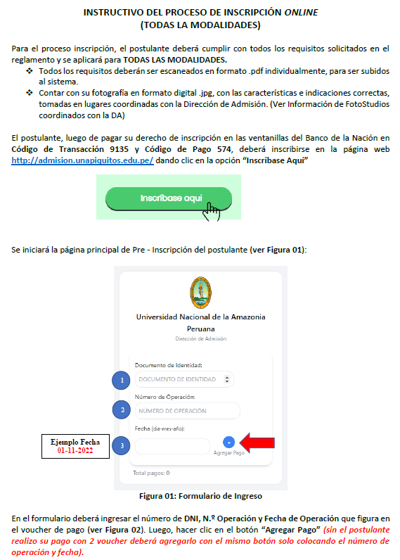 Portada de Instructivo del proceso de inscripción online